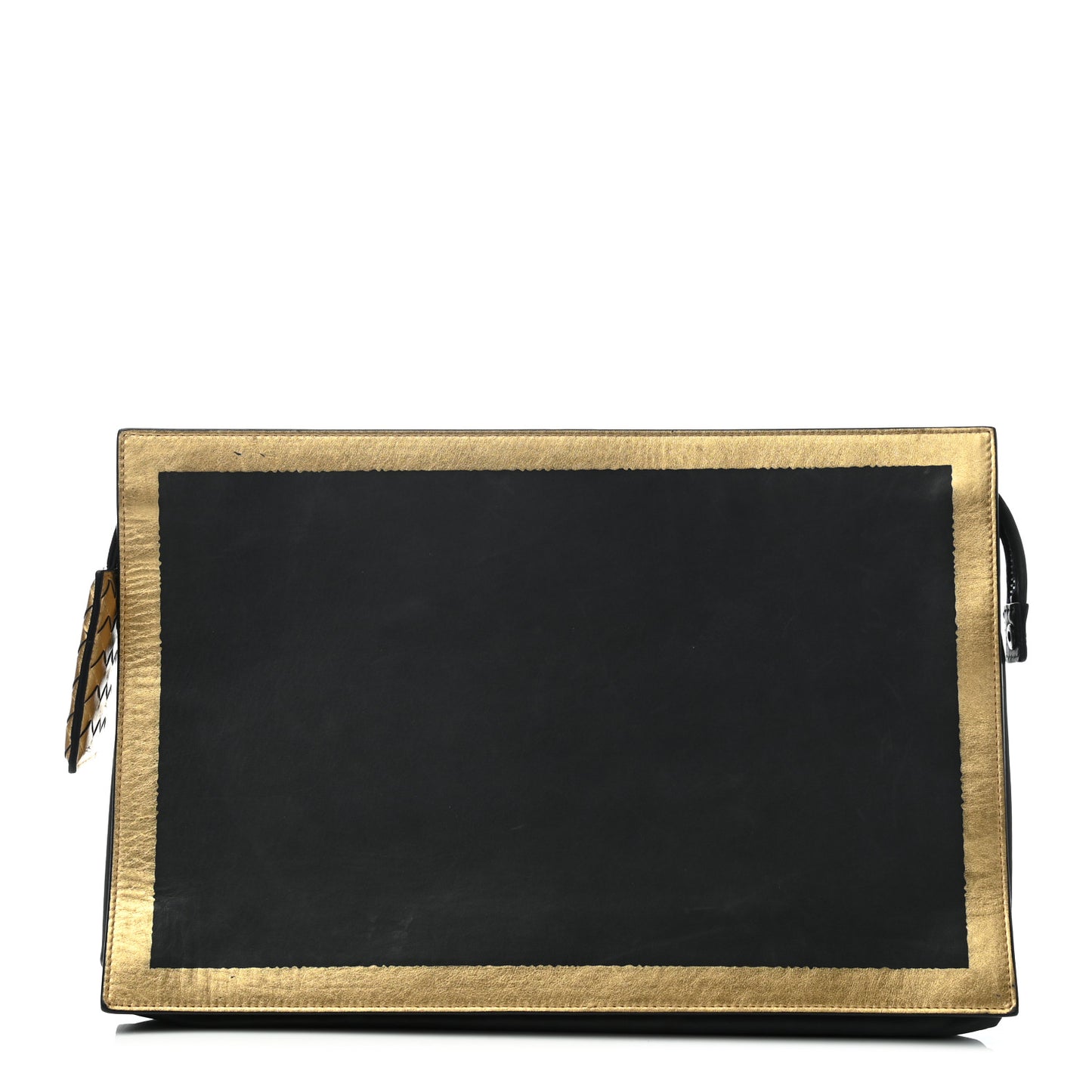 Gilded Waxed Leather Large Pouch Gold Black