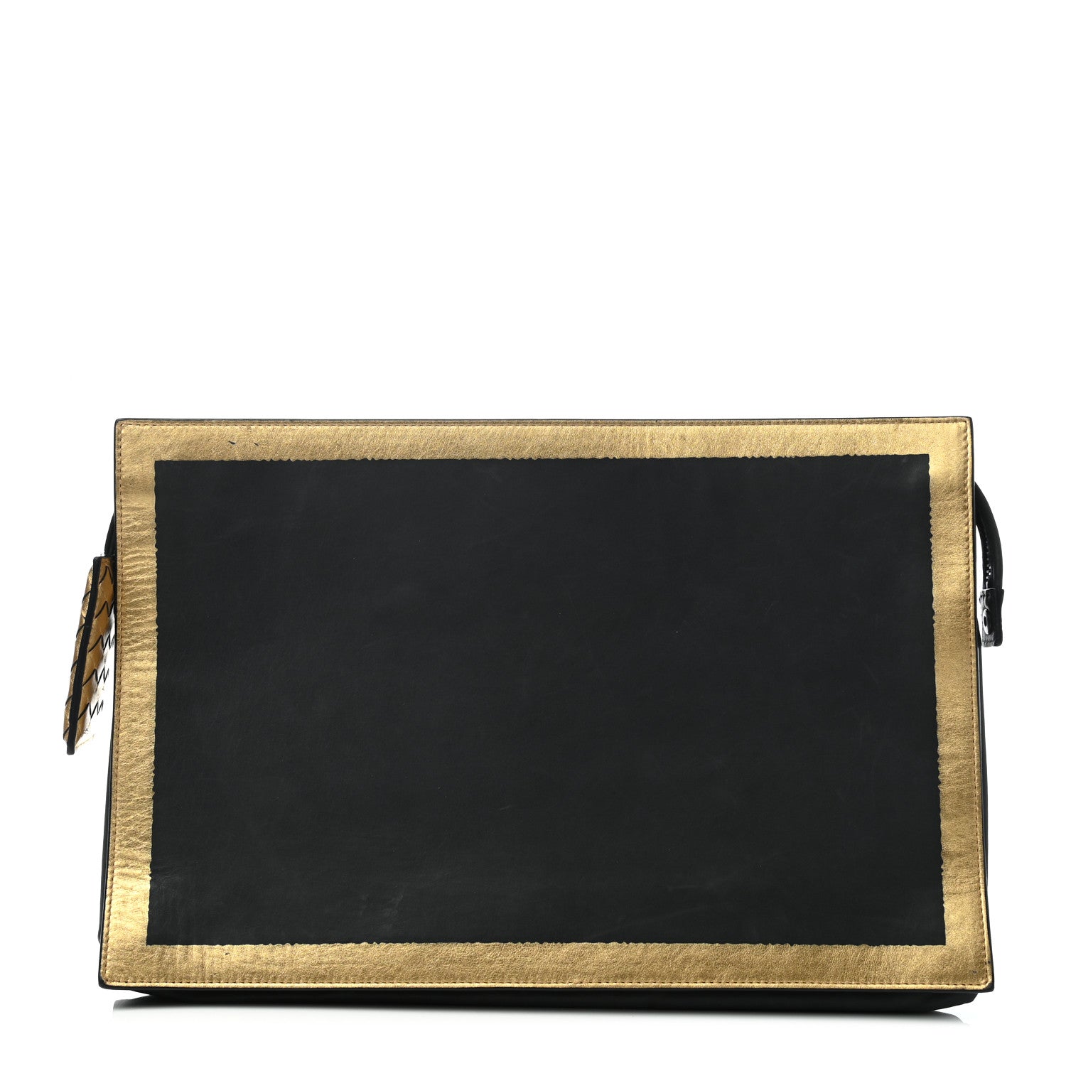 Bottega Veneta Gilded Waxed Leather Large Pouch Gold Black 1 of 7