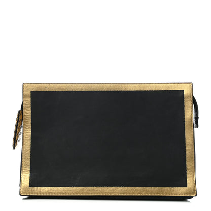 Bottega Veneta Gilded Waxed Leather Large Pouch Gold Black 1 of 7
