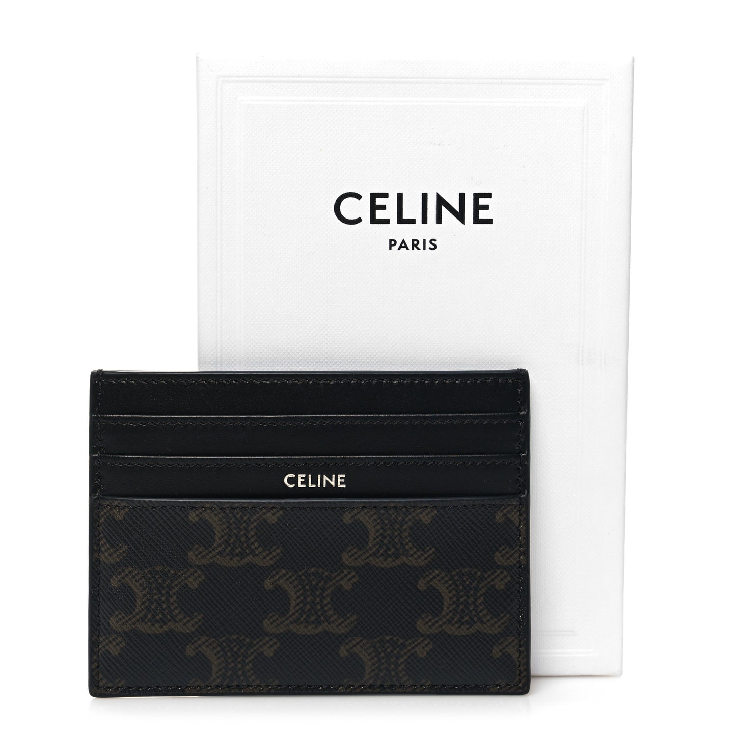 Triomphe Canvas Card Holder Tan
