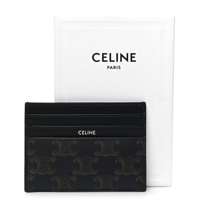 Celine Triomphe Canvas Card Holder Tan 9 of 9