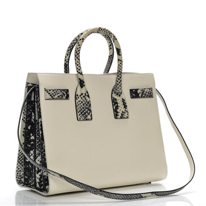 Saint Laurent Grained Calfskin Embossed Python Small Sac De Jour Porcelain 3 of 8