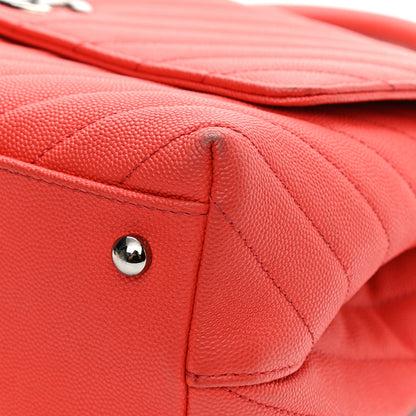 Chanel Caviar Chevron Quilted Small Coco Handle Flap Red 12 of 21