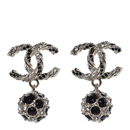 Chanel Crystal CC Drop Earrings Gold Black 1 of 5