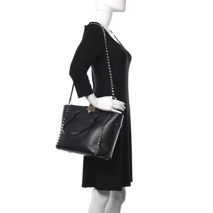 Valentino Garavani Vitello Rockstud Double Handle Tote Black 2 of 13