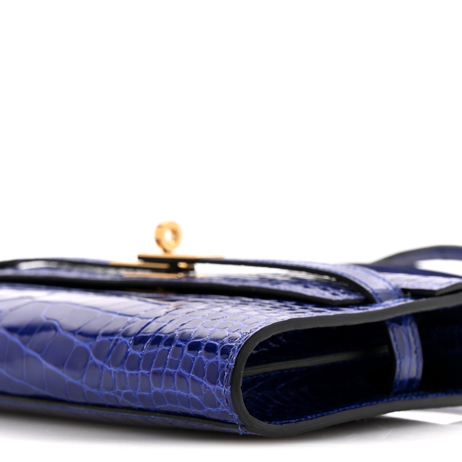 Hermes Shiny Alligator Kelly Wallet To Go Bleu Electrique 17 of 23