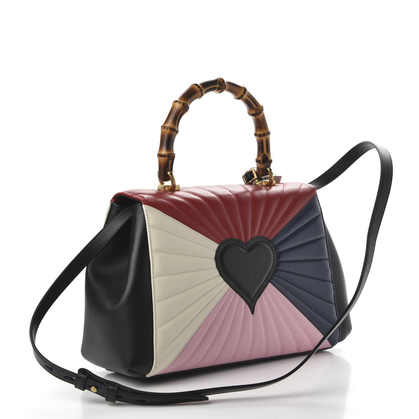 Calfskin Bamboo Trapuntata Queen Margaret Top Handle Bag Blue Agata Hibiscus Red Mystic White Sugar Pink