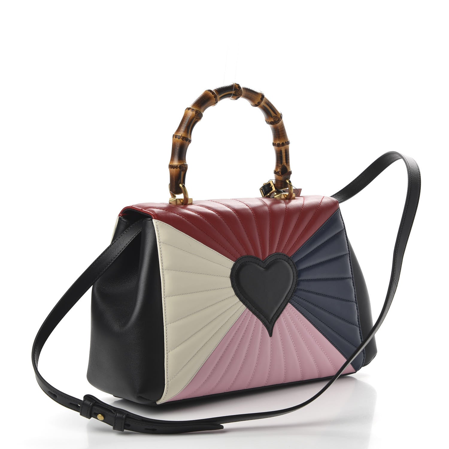 Gucci Calfskin Bamboo Trapuntata Queen Margaret Top Handle Bag Blue Agata Hibiscus Red Mystic White Sugar Pink 3 of 10
