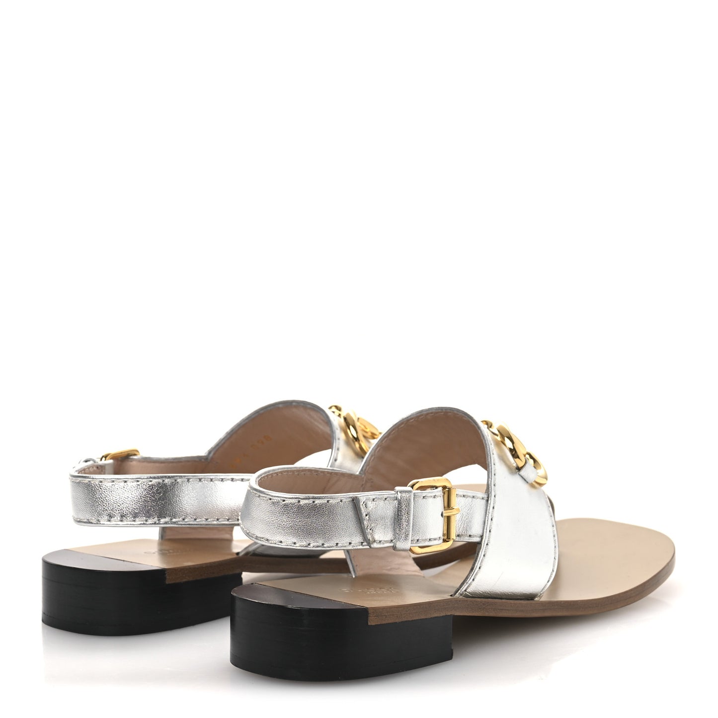 Nappa Charlotte Horsebit Thong Sandals 39.5 Silver