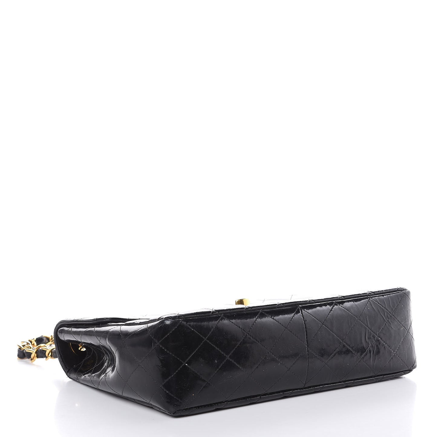 Patent Quilted Jumbo Single Flap Black