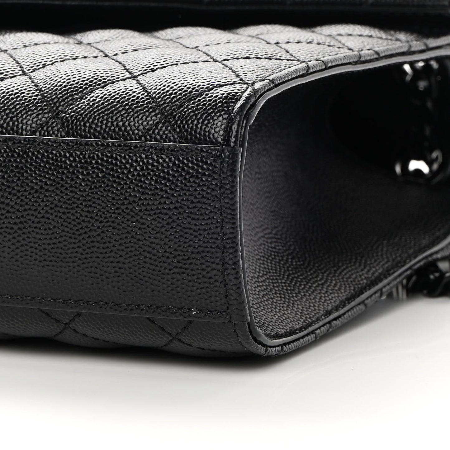 Grain De Poudre Textured Mixed Matelasse Triquilt Medium Monogram Satchel Black