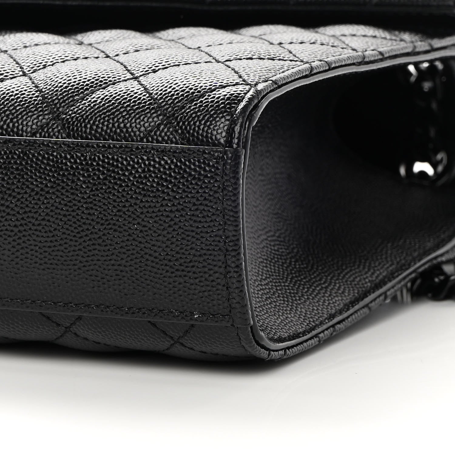 Saint Laurent Grain De Poudre Textured Mixed Matelasse Triquilt Medium Monogram Satchel Black 8 of 12