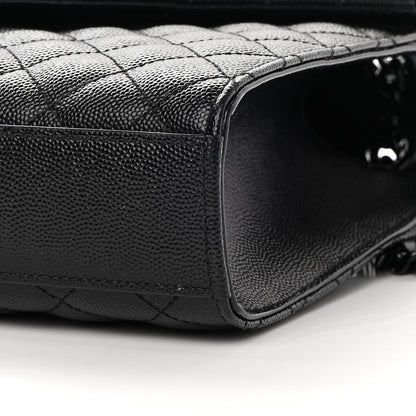 Saint Laurent Grain De Poudre Textured Mixed Matelasse Triquilt Medium Monogram Satchel Black 8 of 12