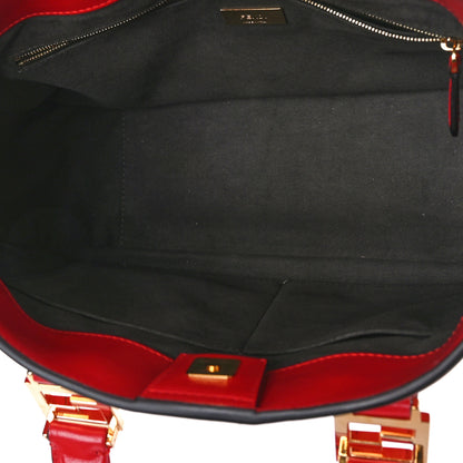 Fendi Vitello Glacier Small FF Tote Rosso Cardinale 5 of 8