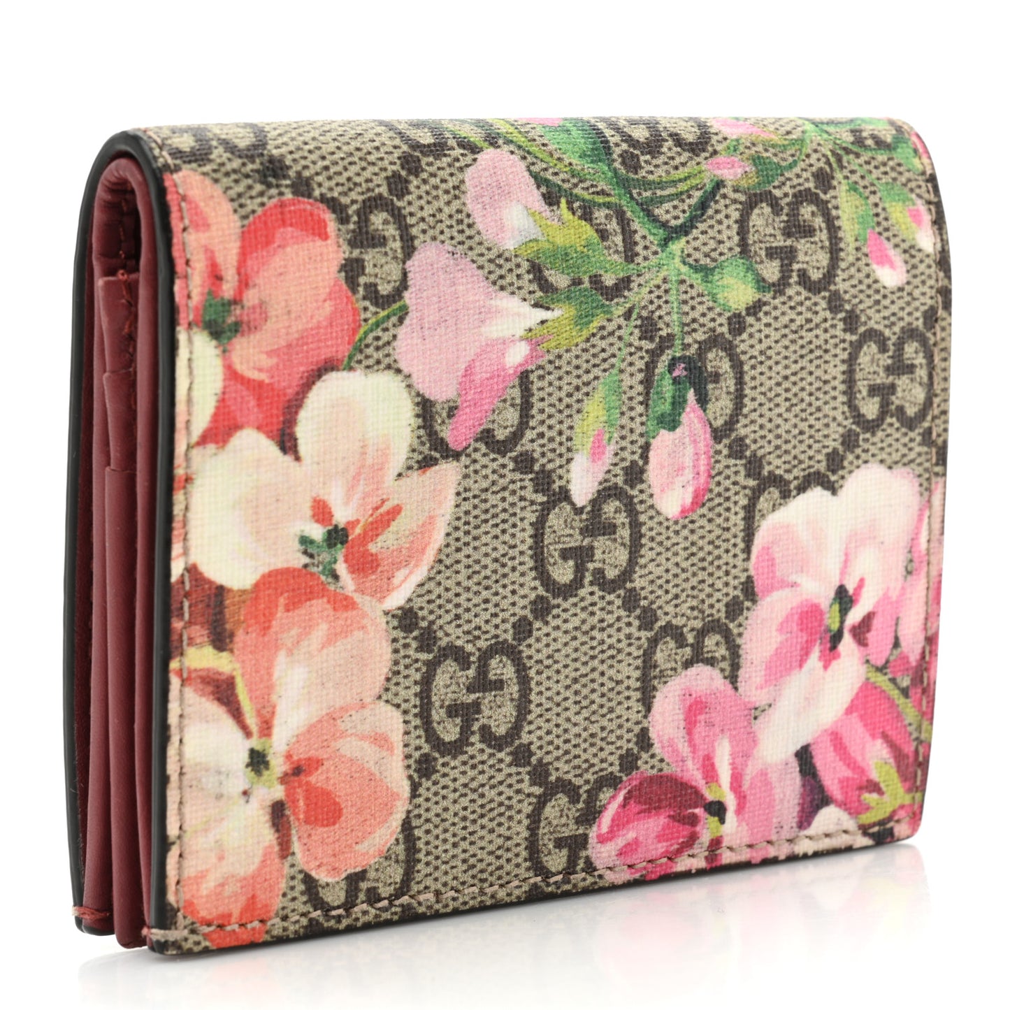 GG Supreme Monogram Blooms Card Case Beige Multicolor Dry Rose