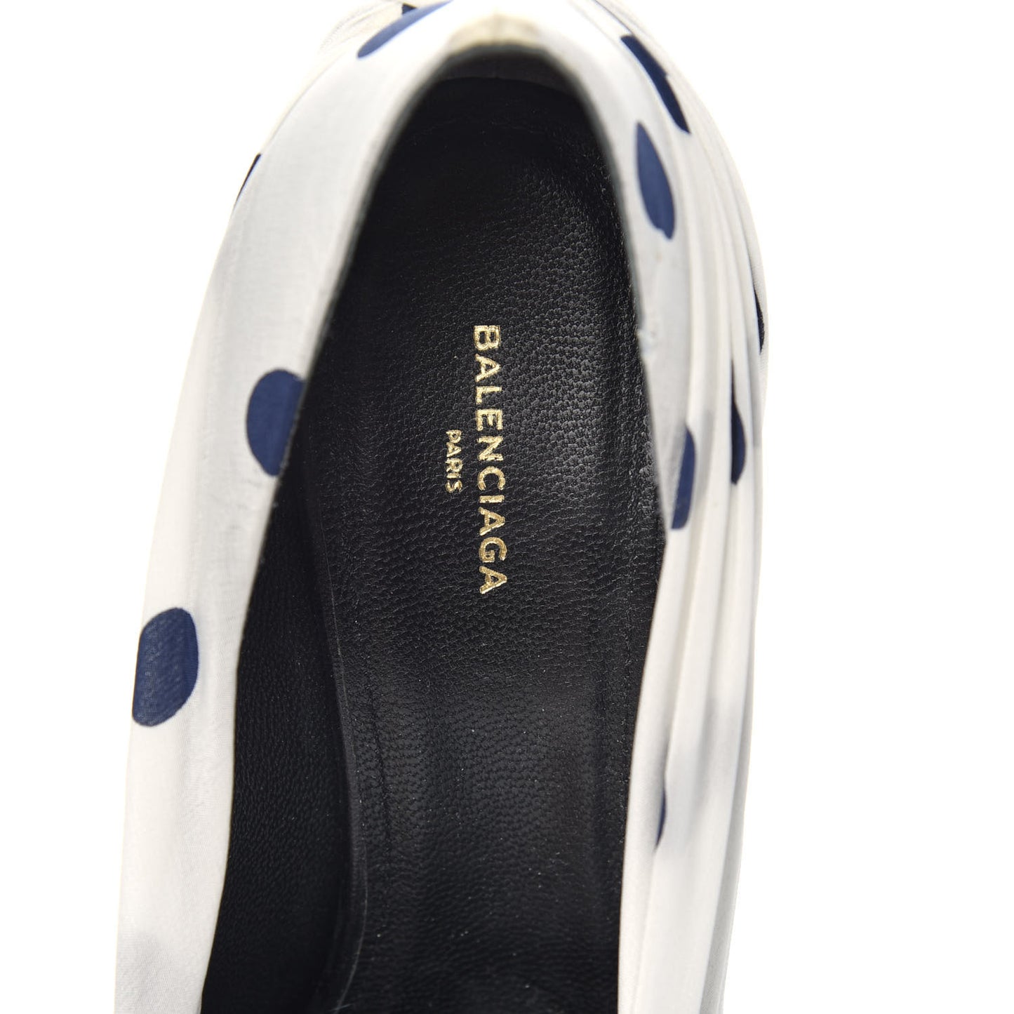 Satin Polka Dot Knife Pointed Pumps 37 White Navy