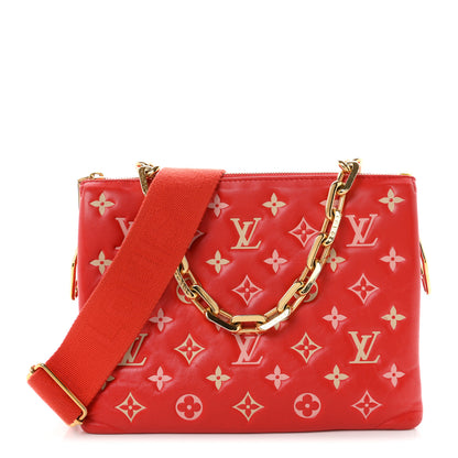 Louis Vuitton Lambskin Embossed Monogram Coussin PM Coquelicot Red 1 of 8