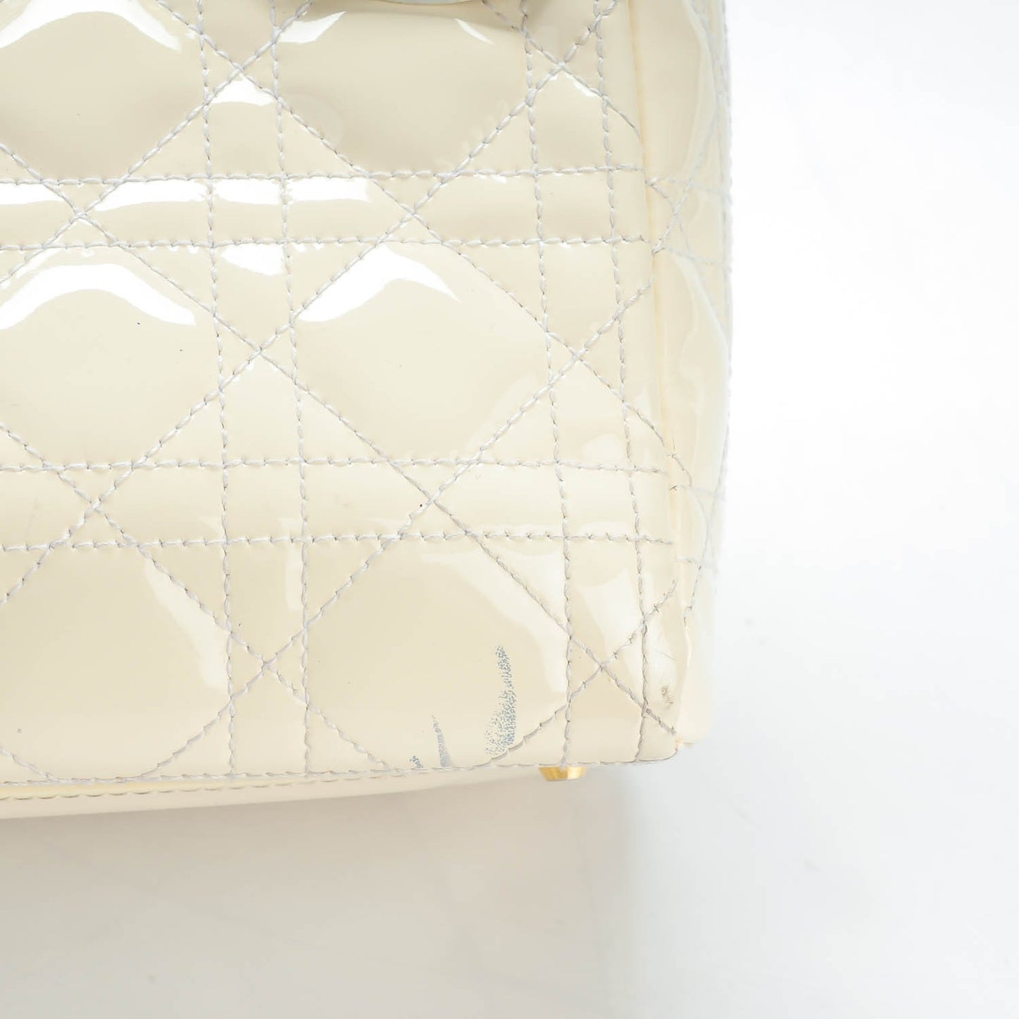 Patent Cannage Medium Lady Dior White