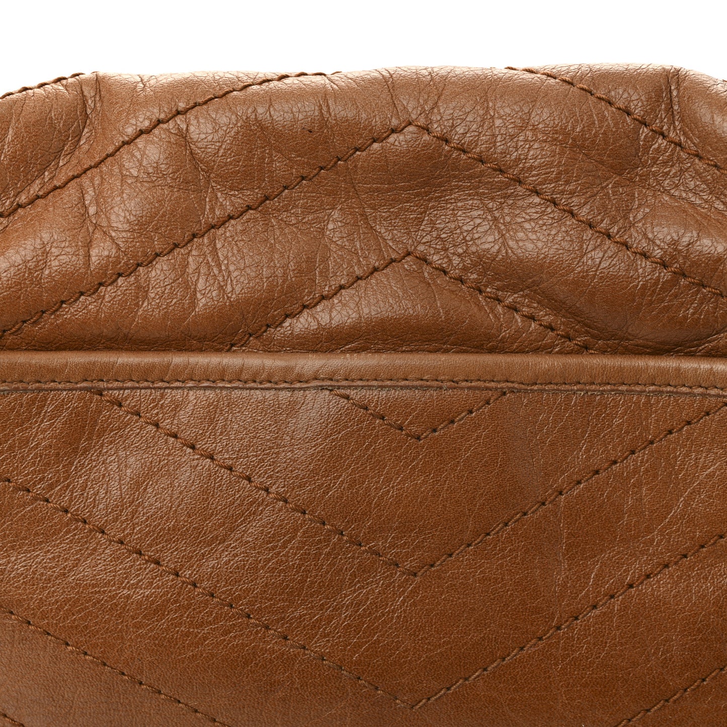 Crinkled Calfskin Matelasse Monogram Medium Niki Chain Satchel Caramel