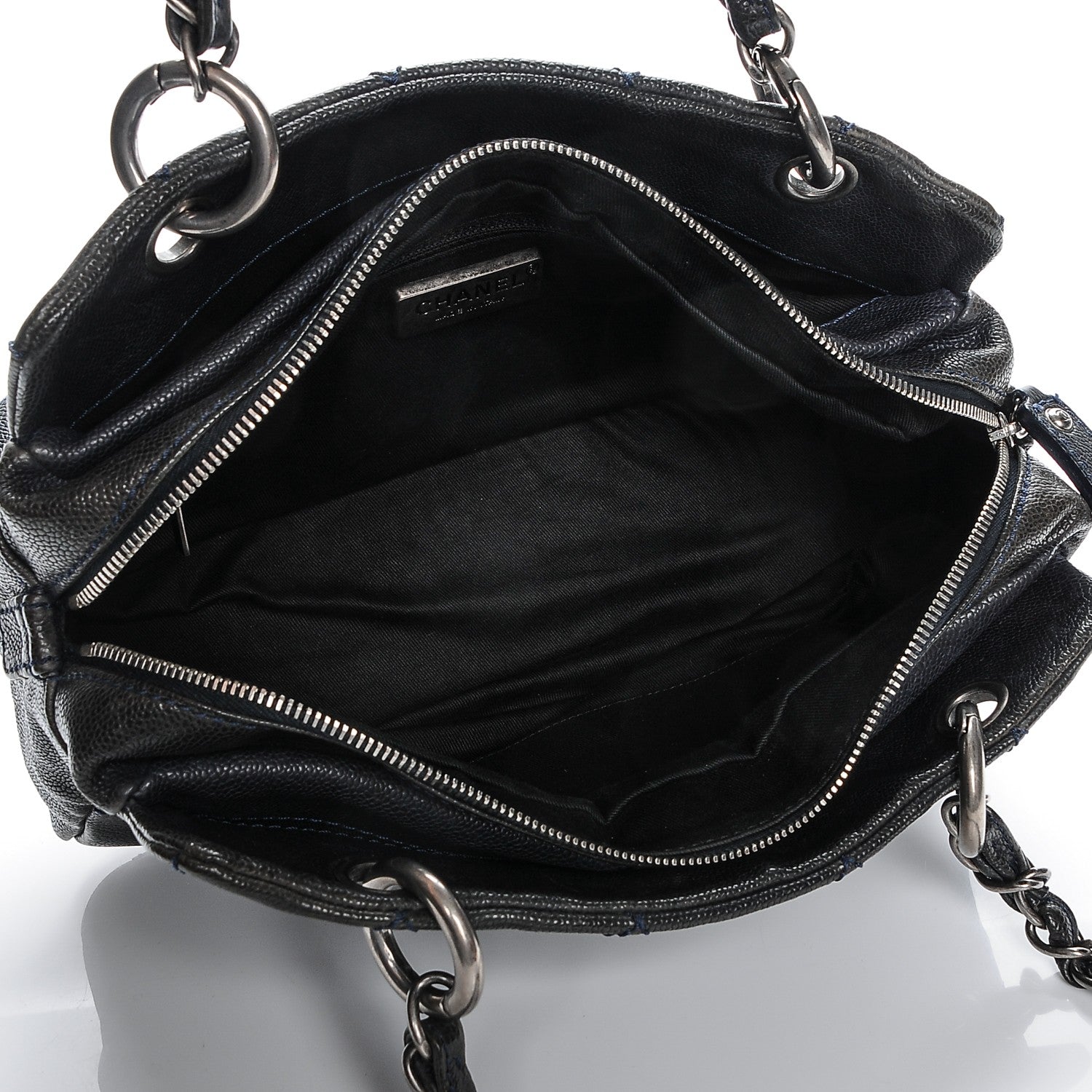 Chanel Distressed Caviar Outdoor Ligne Tote Navy 13 of 16