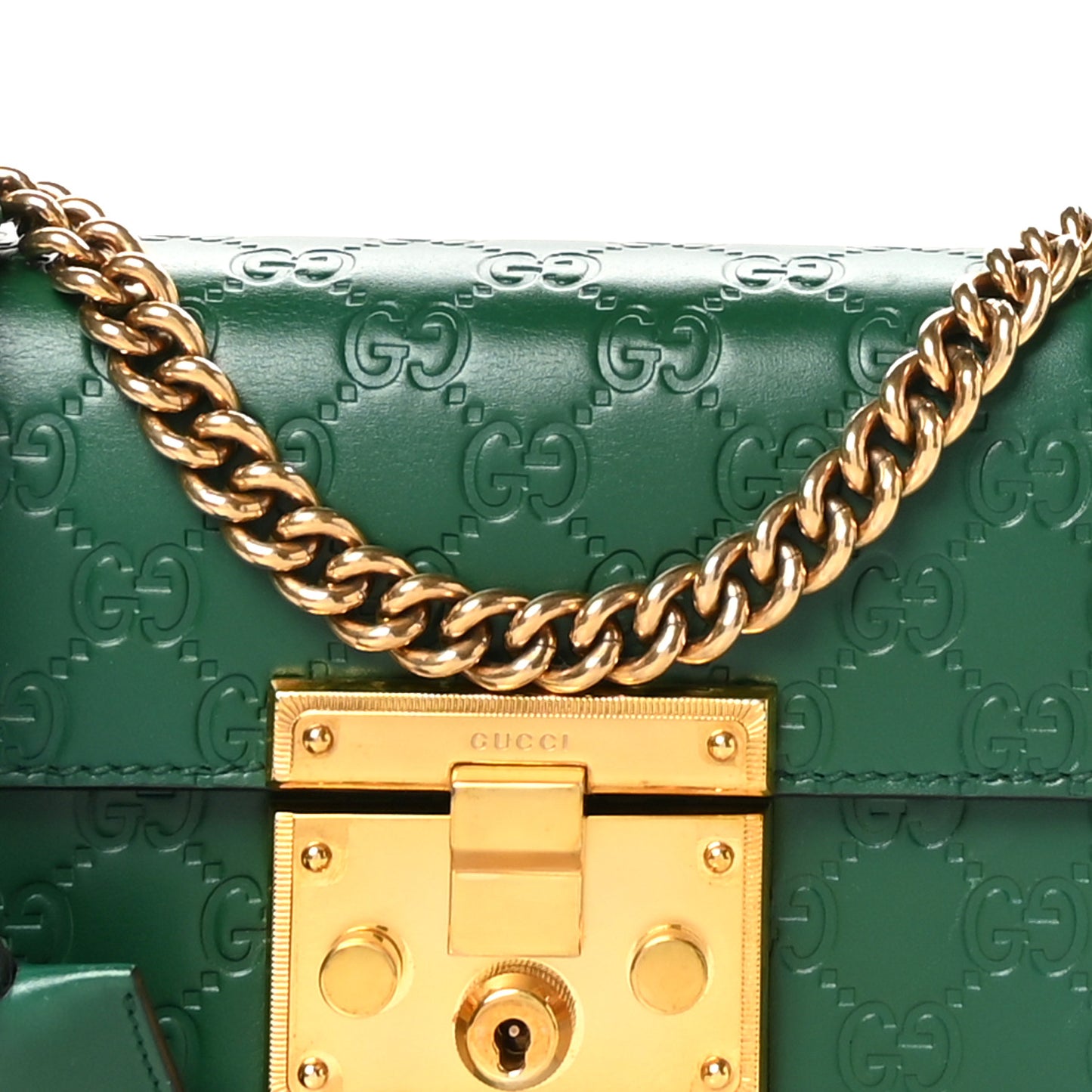 Guccissima Small Padlock Shoulder Bag Emerald