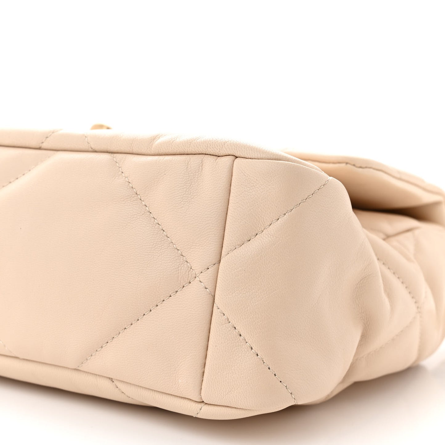 Goatskin Quilted Large Chanel 19 Flap Beige
