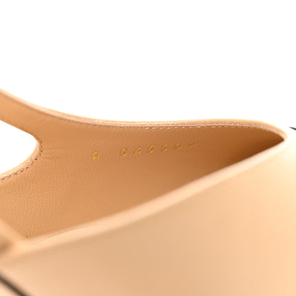 Chanel Goatskin Grosgrain Cap Toe CC Slingback Pumps 39 Beige Black 8 of 9