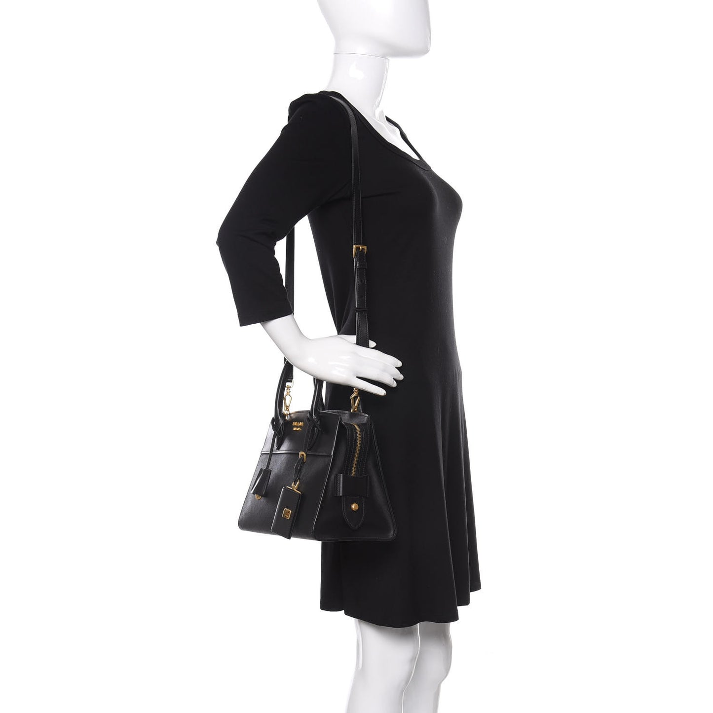 Saffiano City Calfskin Small Esplanade Tote Black