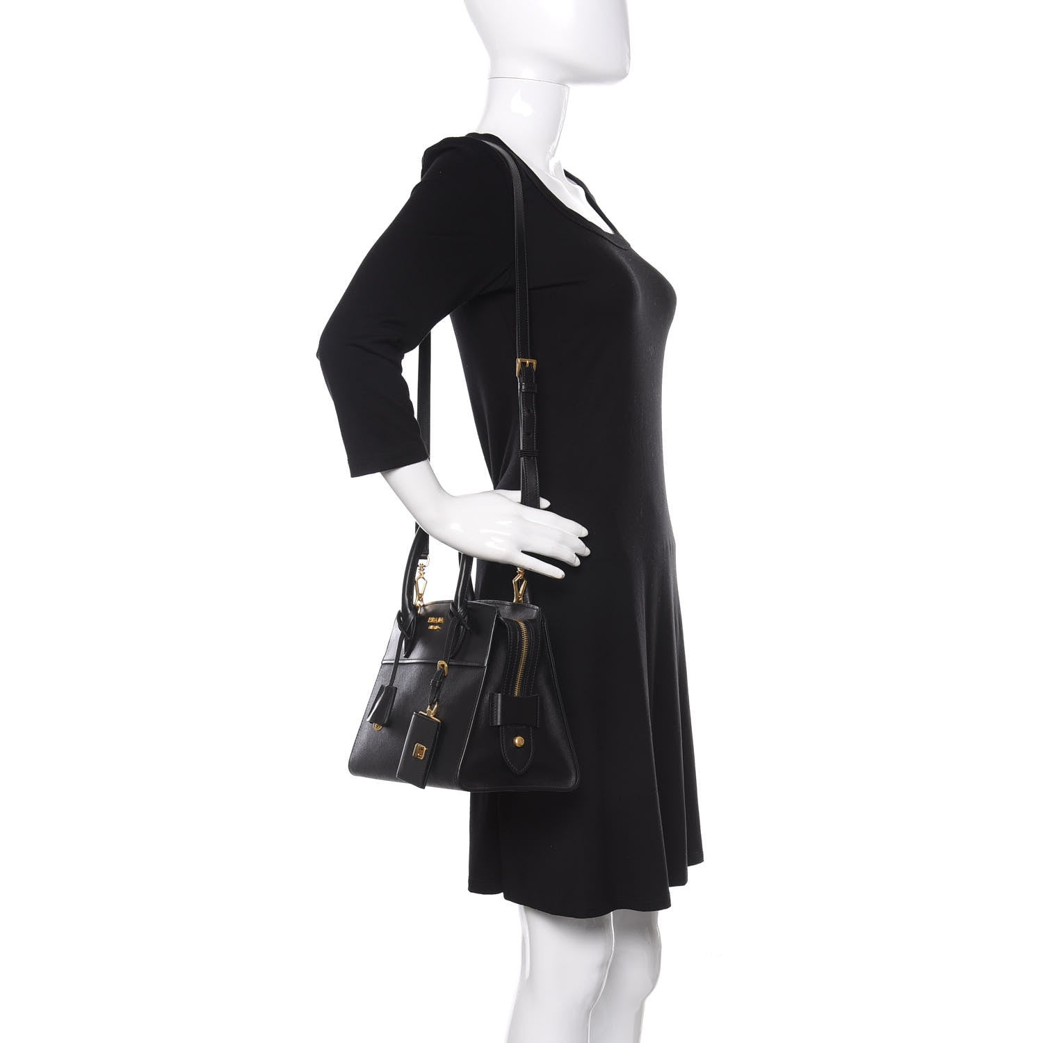 Prada Saffiano City Calfskin Small Esplanade Tote Black 2 of 12