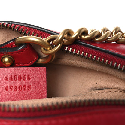 Gucci Calfskin Matelasse Mini GG Marmont Chain Shoulder Bag Hibiscus Red 7 of 10