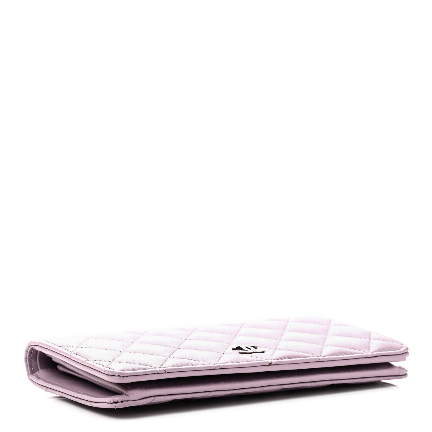 Lambskin Quilted Yen Wallet Purple