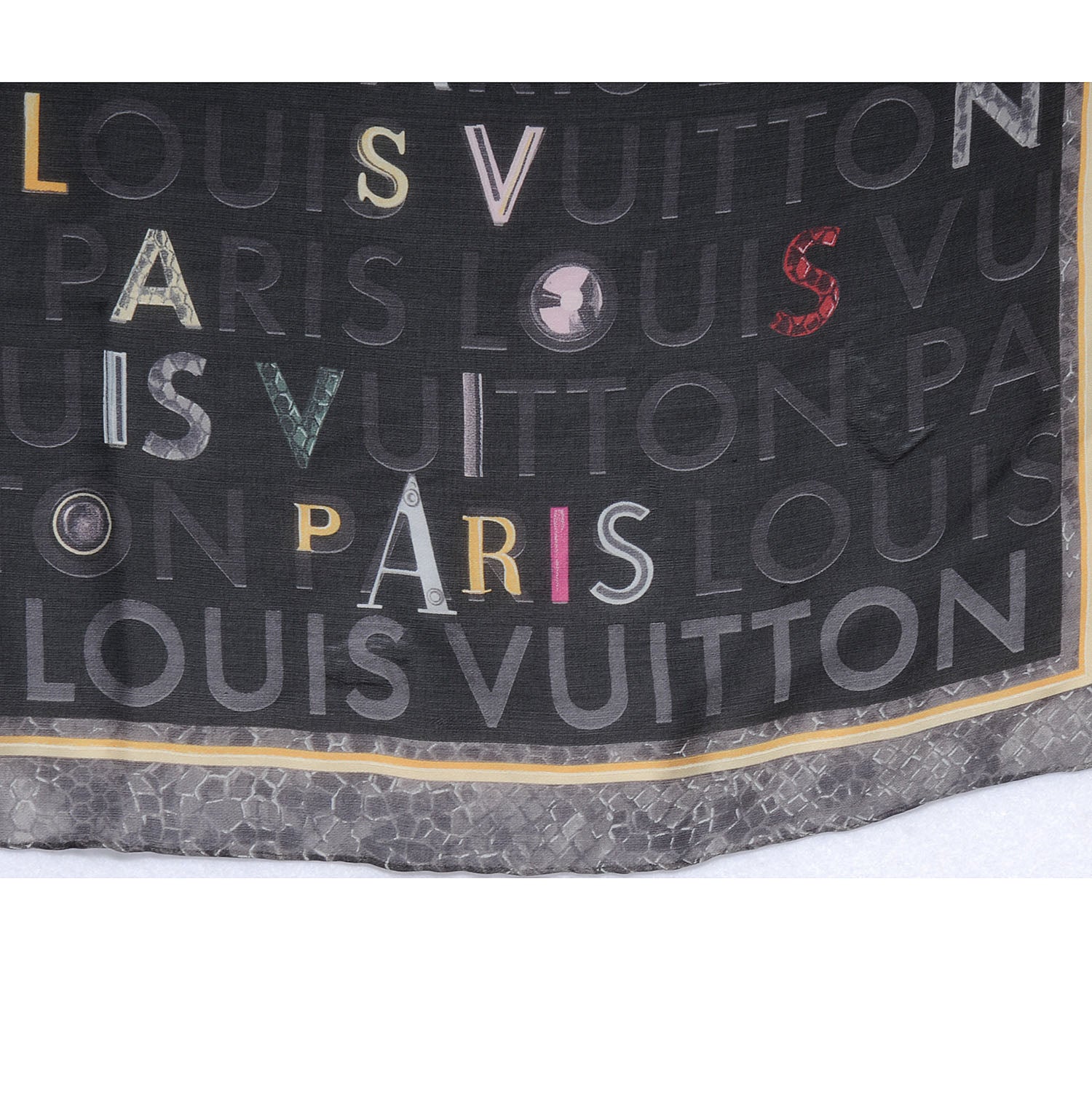 Louis Vuitton Silk Collage Lutece Square Scarf Black 3 of 5