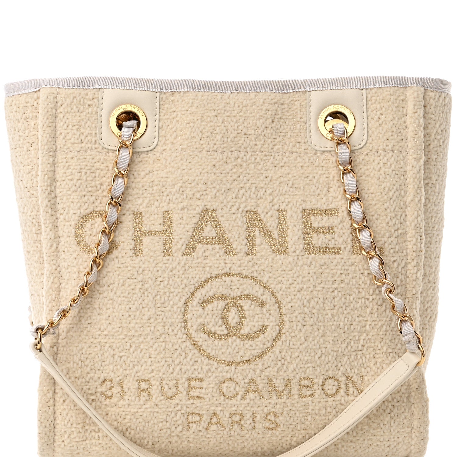 Chanel Lurex Boucle Mini Deauville Tote White 9 of 10