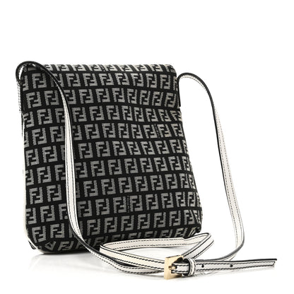 Fendi Zucchino Tube Messenger Bag Black White 3 of 9