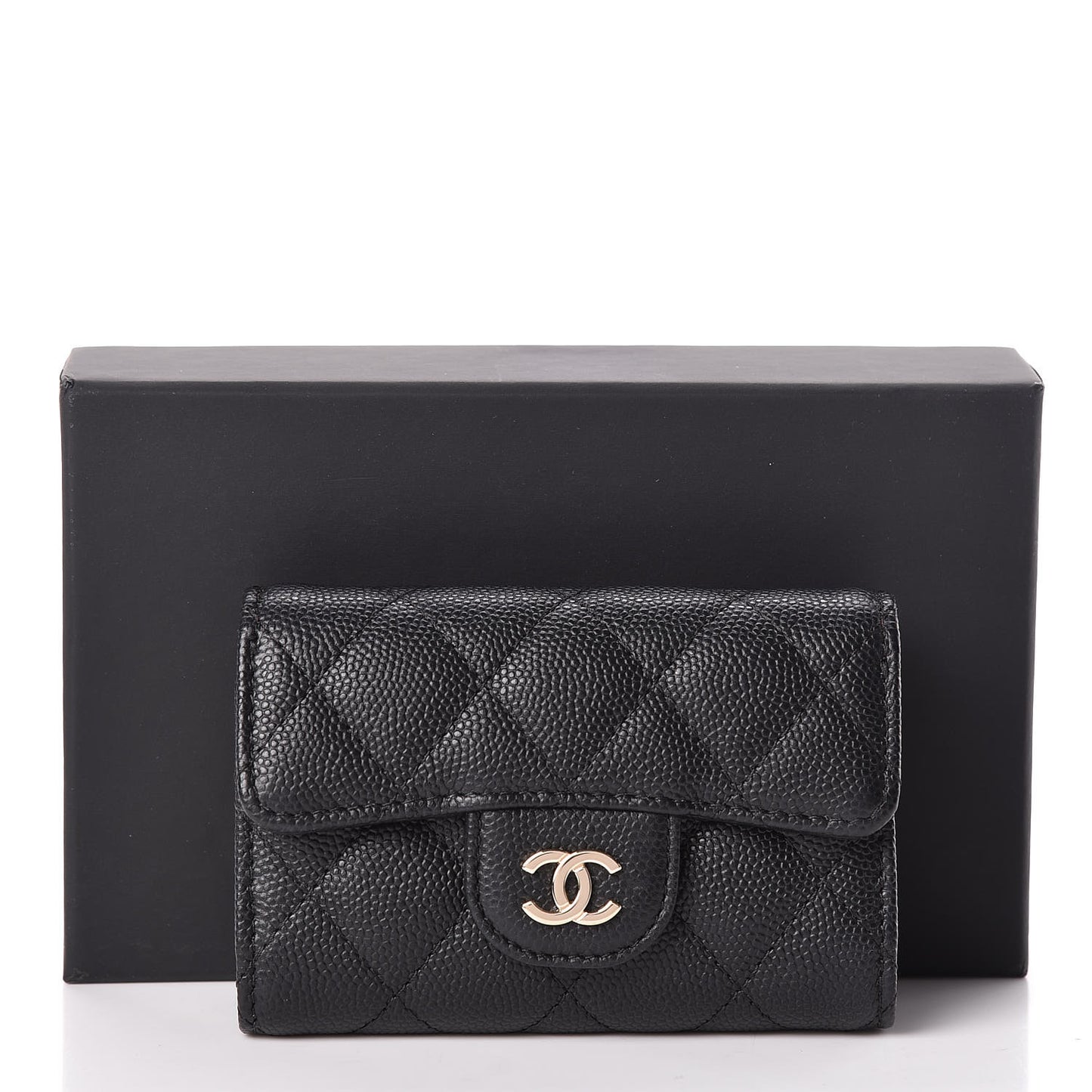 Caviar Quilted Classic 4 Key Holder Wallet Black