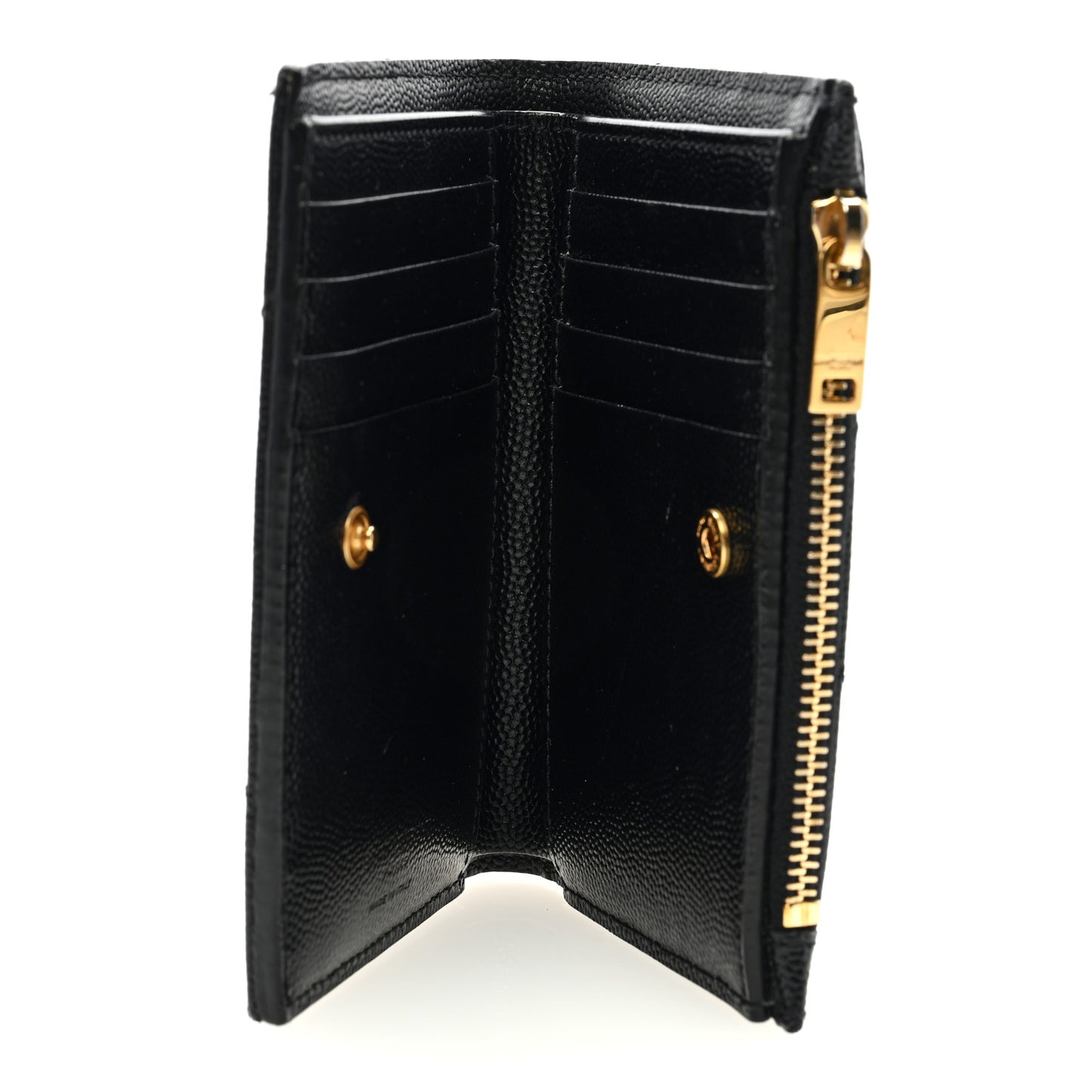 Grain De Poudre Matelasse Chevron Monogram Zipped Two-Part Wallet Black