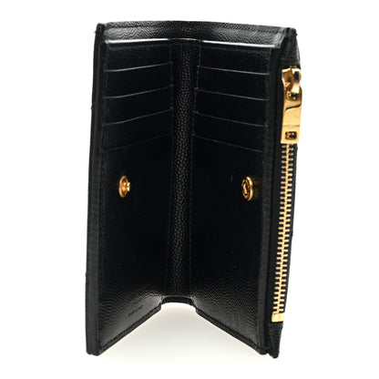 Saint Laurent Grain De Poudre Matelasse Chevron Monogram Zipped Two-Part Wallet Black 5 of 6