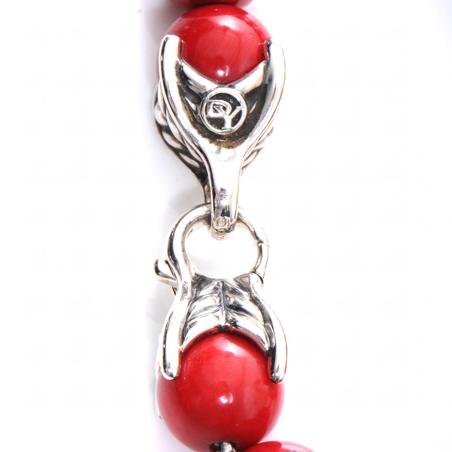 David Yurman Sterling Silver Coral Spiritual Beads Bracelet 3 of 7