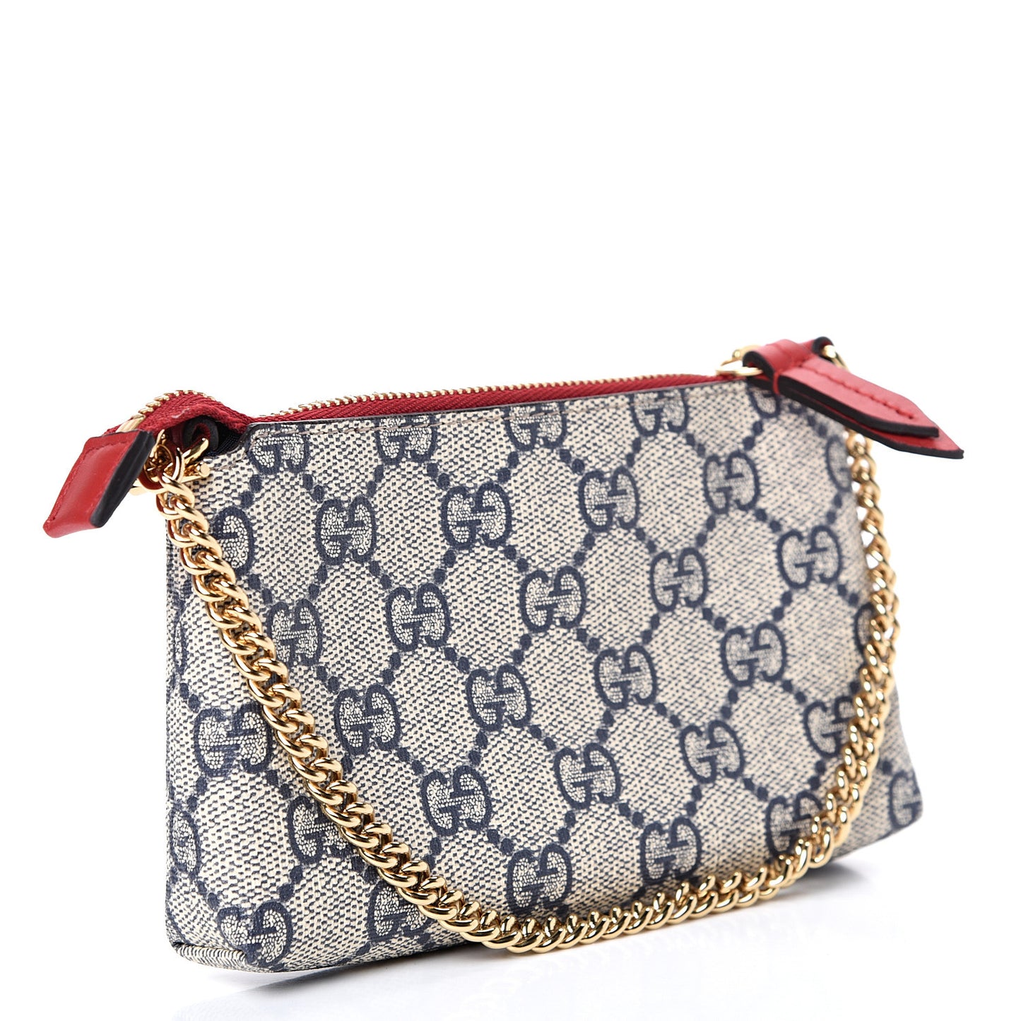 GG Supreme Monogram Mini Chain Bag Beige Blue Hibiscus Red