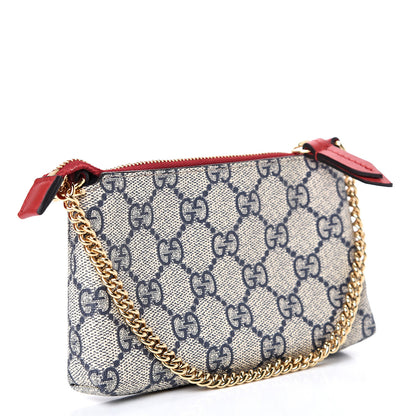 Gucci GG Supreme Monogram Mini Chain Bag Beige Blue Hibiscus Red 2 of 7
