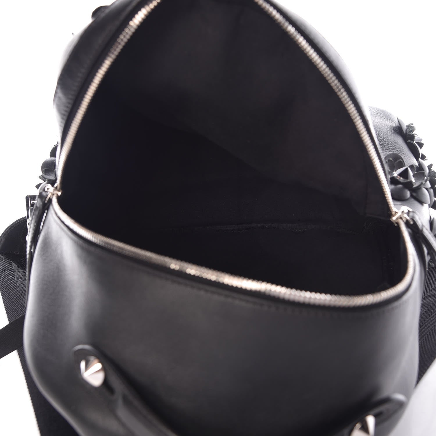 Fendi Vitello Dolce All Over Flowerland Large Backpack Black 5 of 9