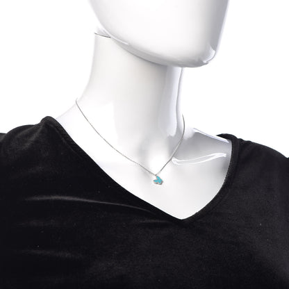 Van Cleef & Arpels 18K White Gold Turquoise Sweet Alhambra Butterfly Pendant Necklace 2 of 8