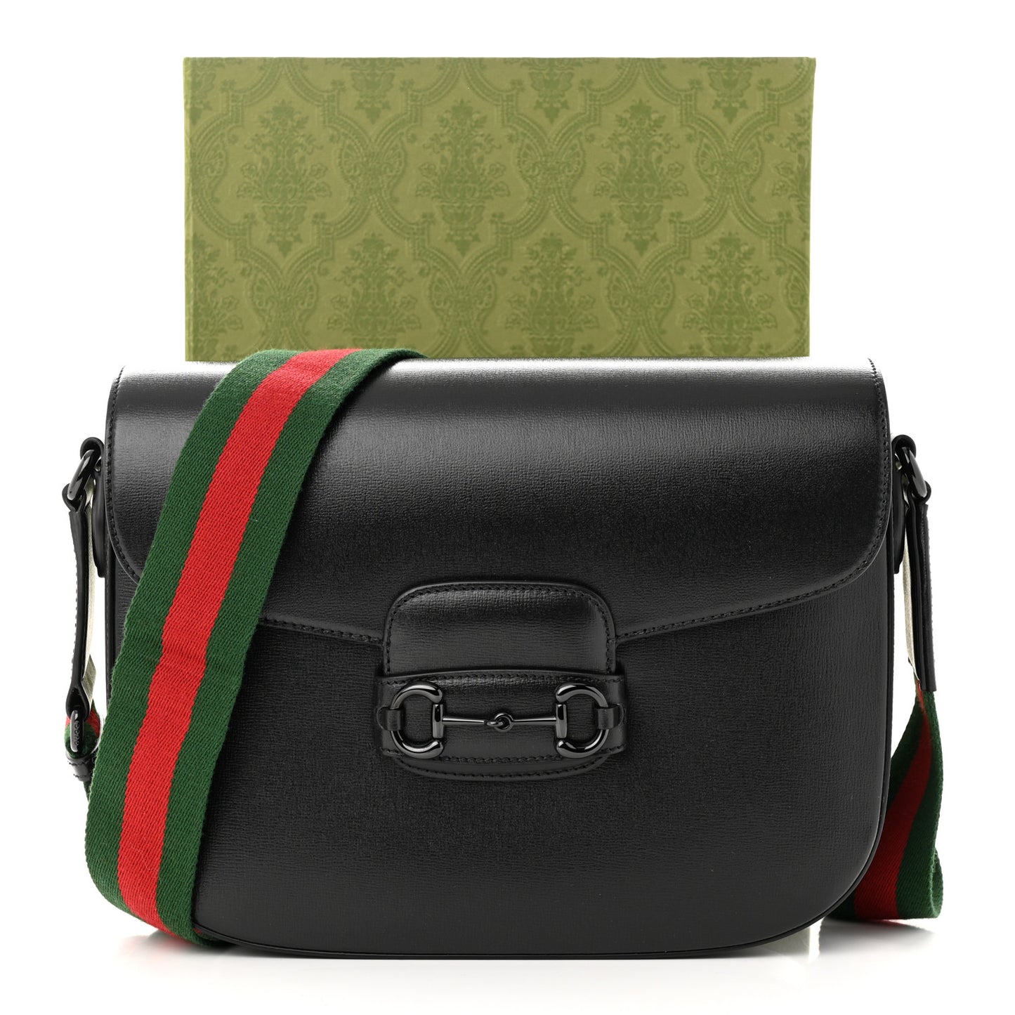 Azalea Calfskin Web Monochrome Horsebit 1955 Shoulder Bag Black
