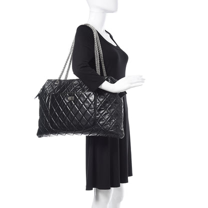 Chanel Aged Calfskin Oversized Reissue Overnight Tote Black 2 of 12
