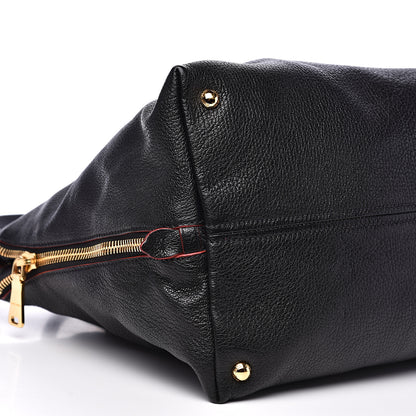 Miu Miu Goatskin Madras Zip Tote Black 8 of 12
