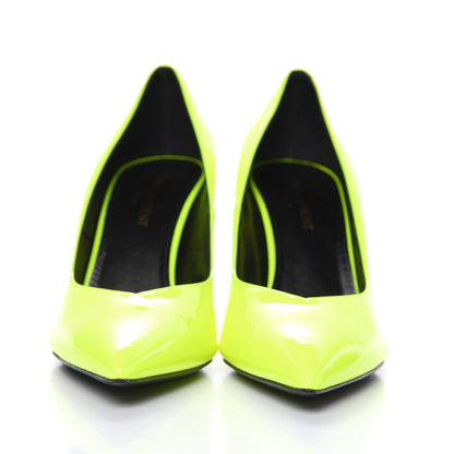 Saint Laurent Patent Calfskin Kiki 85 Pumps 36.5 Neon Yellow 2 of 8