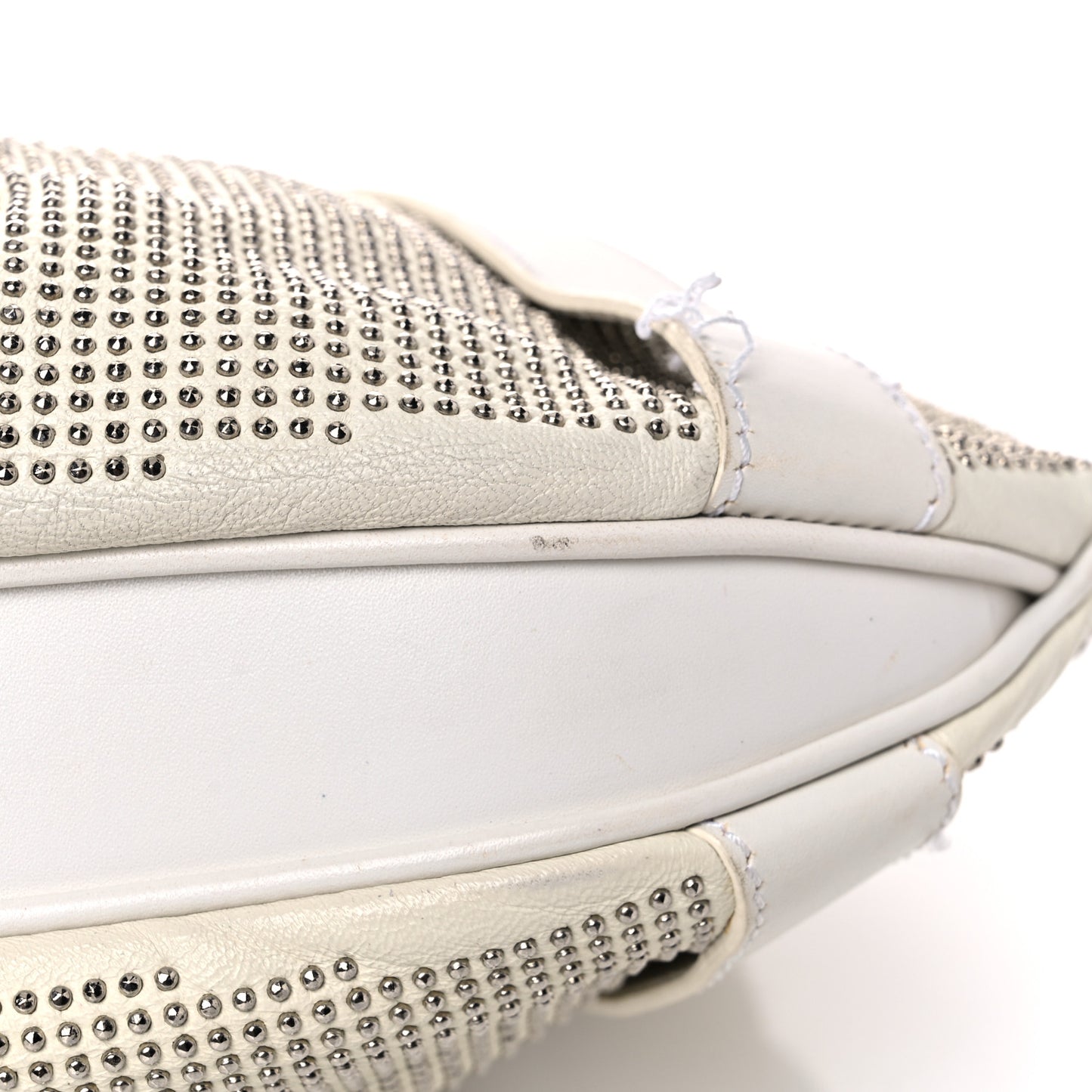 Calfskin Studded Hobo White