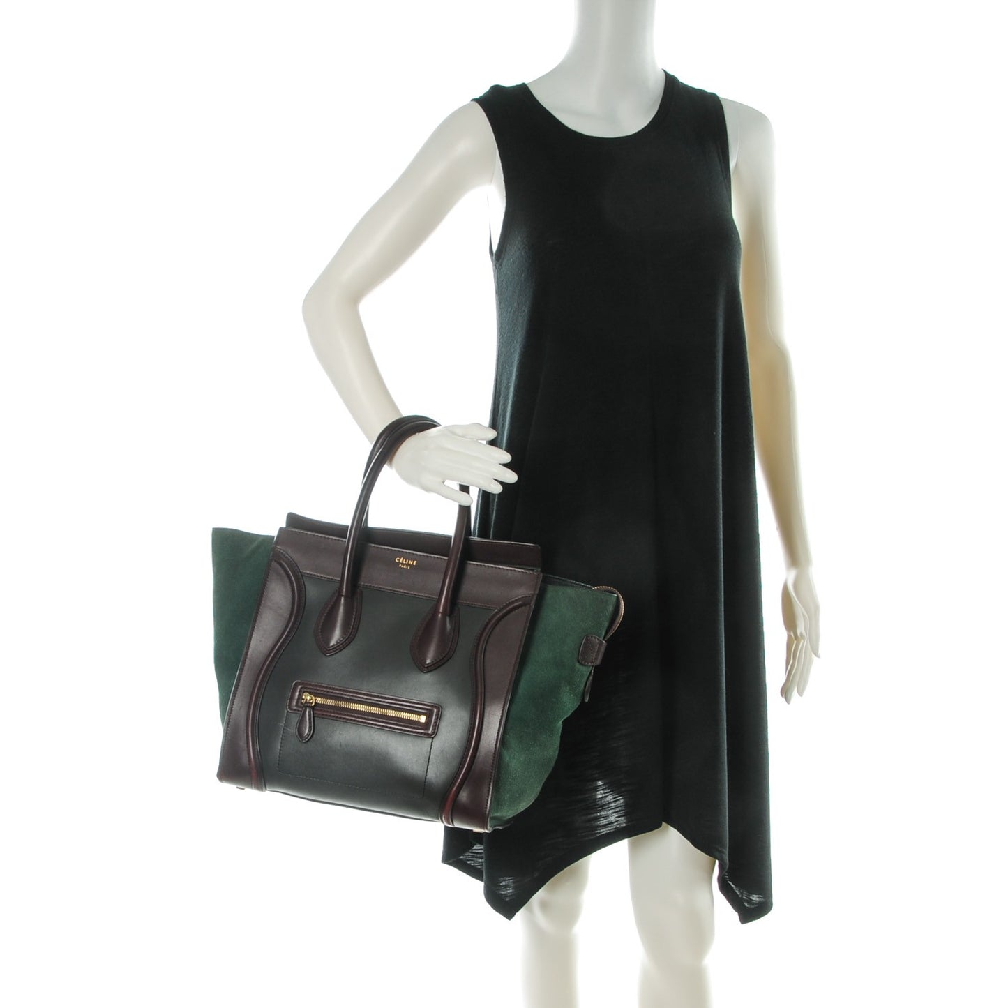 Smooth Calfskin Suede Mini Tri-Color Luggage Burgundy