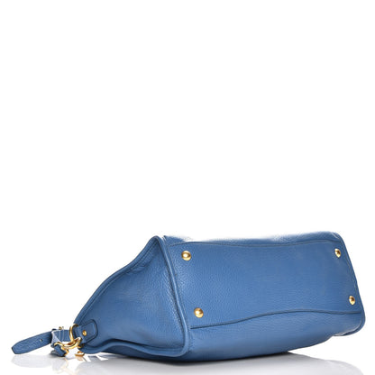 Prada Vitello Daino Shopping Satchel Cobalto 5 of 10