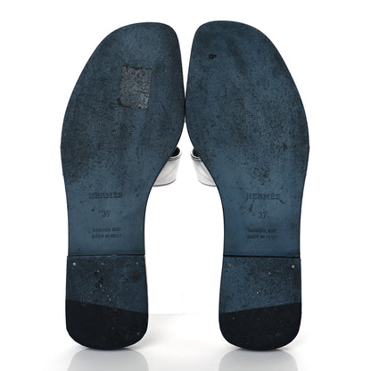 Hermes Metallic Epsom Oran Sandals 37 Gris Argente 5 of 11